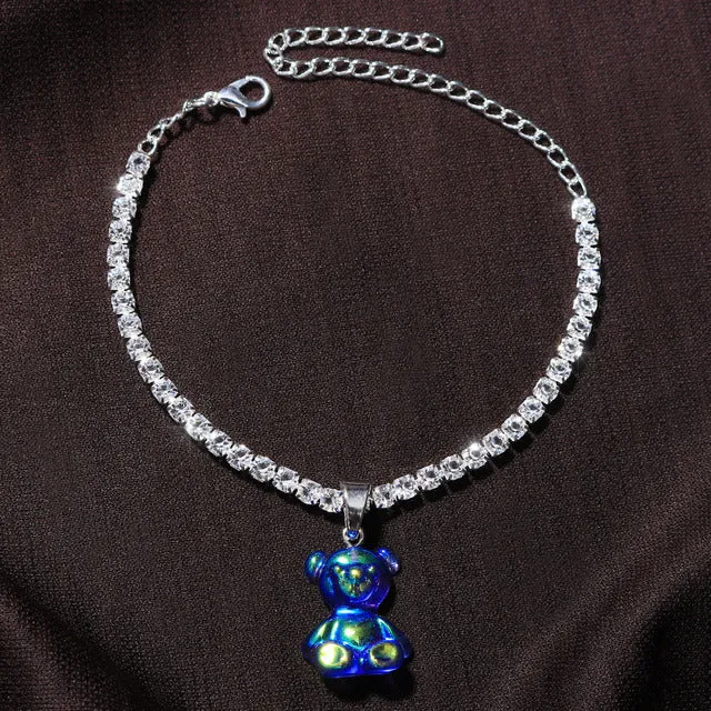 Boho Cute Beach Teddy Gummy AB Color Bear Anklet