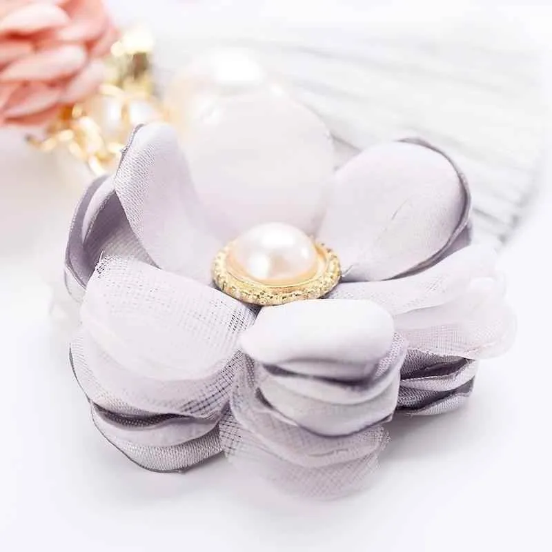 Bowknot Flower Pearl Unique Key Chain - C4961