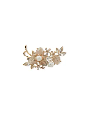 Boxed Gold Flower Pin - Mother of Pearl