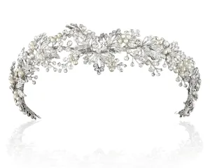Bridal Headpiece of Open Leaves and Pearls