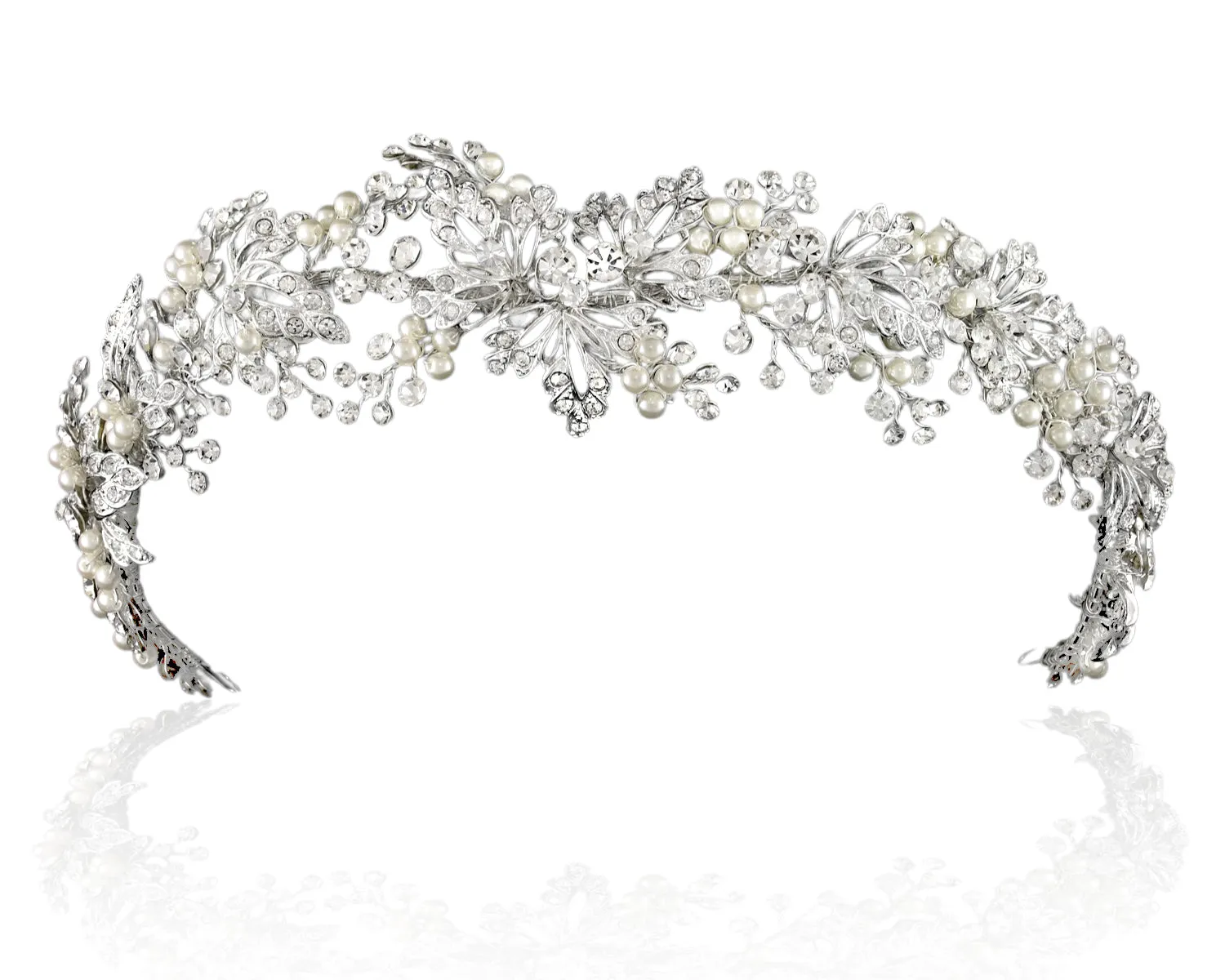 Bridal Headpiece of Open Leaves and Pearls