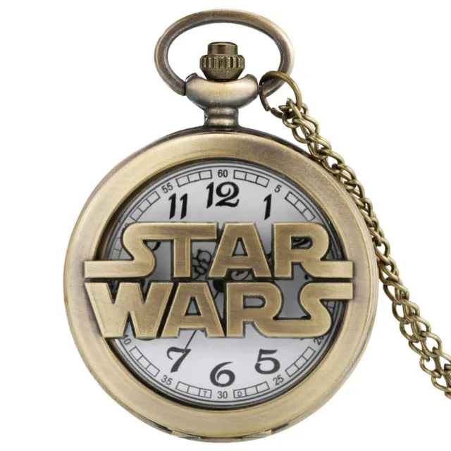 Bronze Star Hollow Design Men's Quartz Pocket Watch
