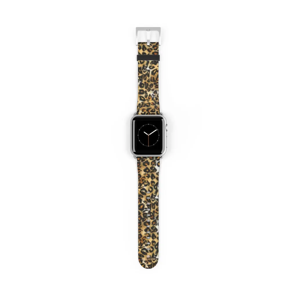 Brown Leopard Apple Watch Band, Animal Print 38mm/42mm For Apple Watch- Made in USA