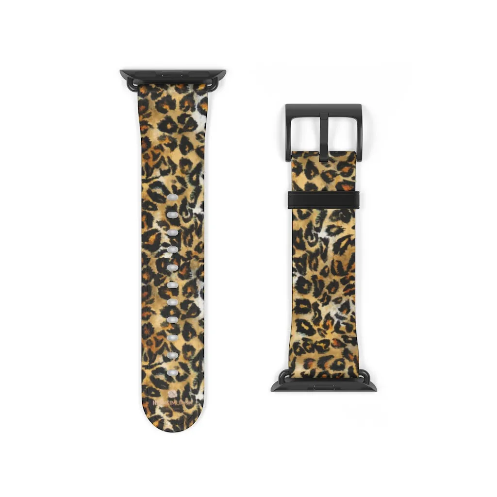 Brown Leopard Apple Watch Band, Animal Print 38mm/42mm For Apple Watch- Made in USA