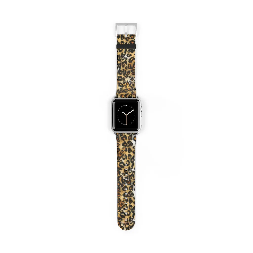Brown Leopard Apple Watch Band, Animal Print 38mm/42mm For Apple Watch- Made in USA