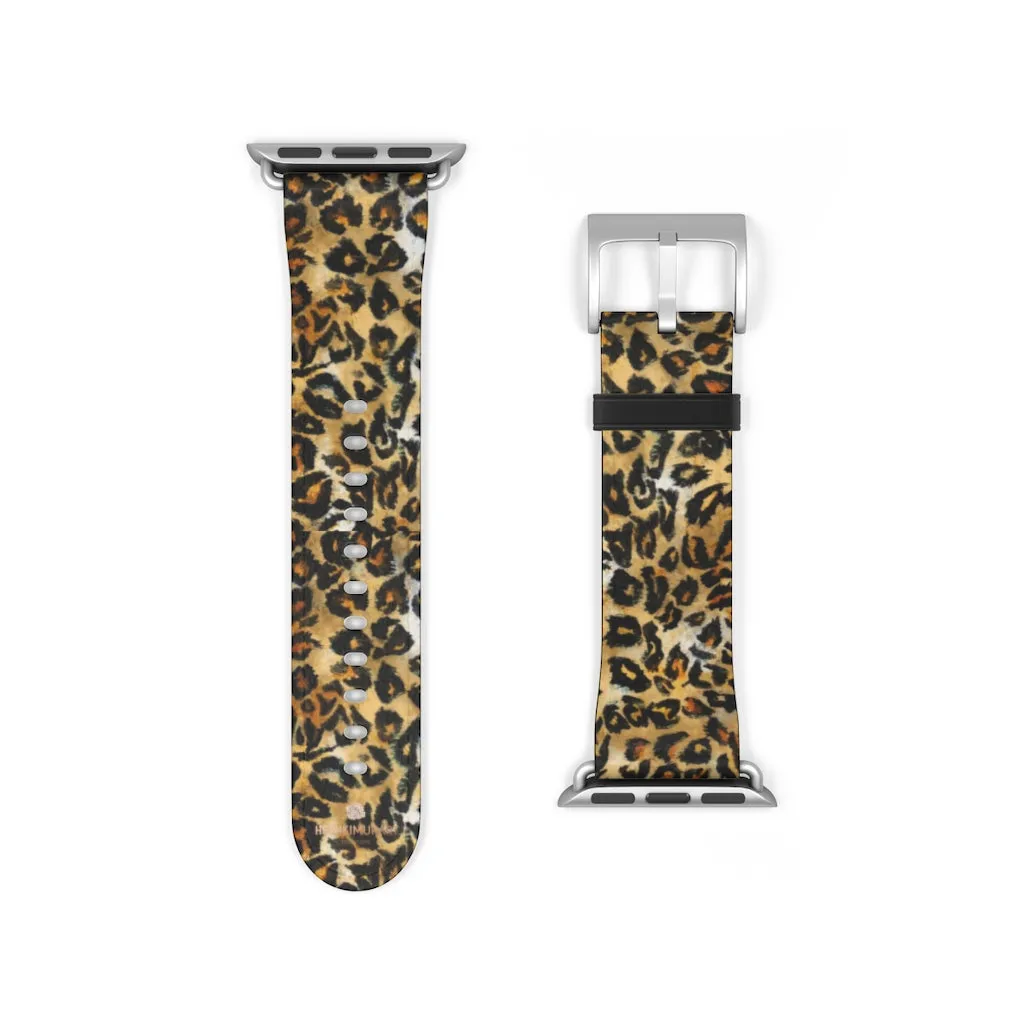 Brown Leopard Apple Watch Band, Animal Print 38mm/42mm For Apple Watch- Made in USA