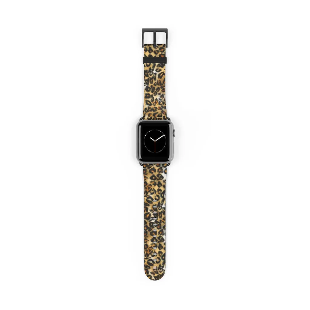 Brown Leopard Apple Watch Band, Animal Print 38mm/42mm For Apple Watch- Made in USA