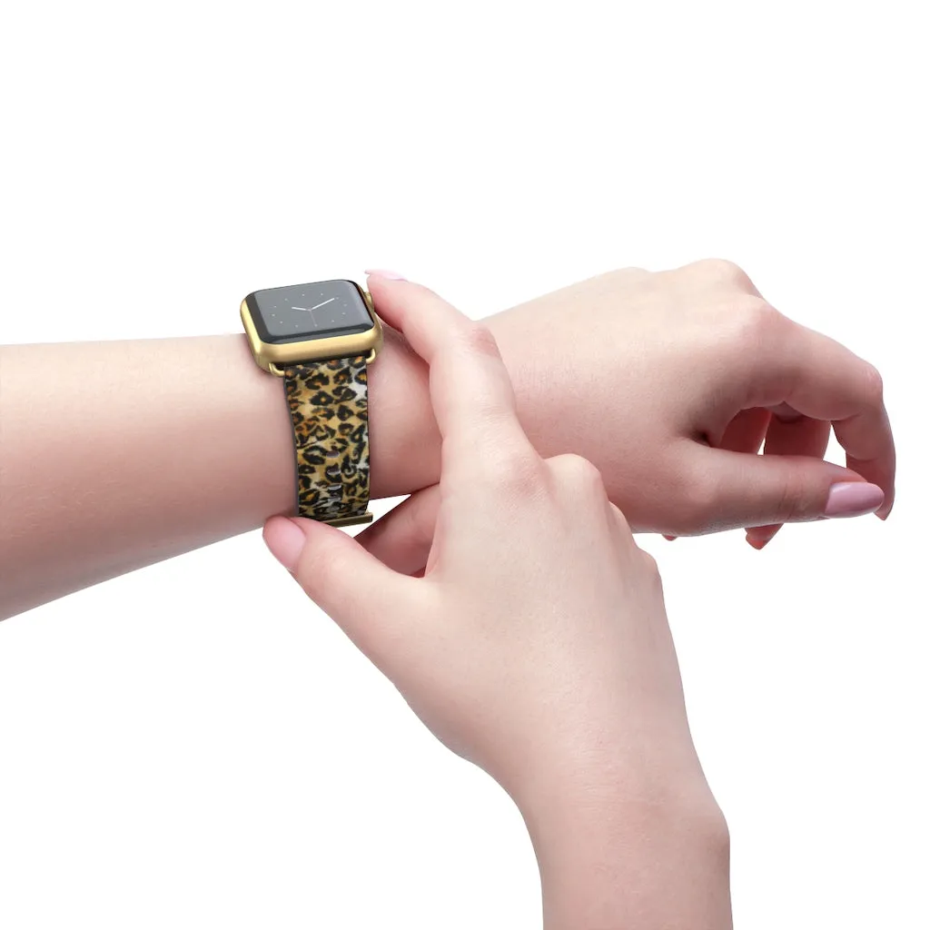 Brown Leopard Apple Watch Band, Animal Print 38mm/42mm For Apple Watch- Made in USA