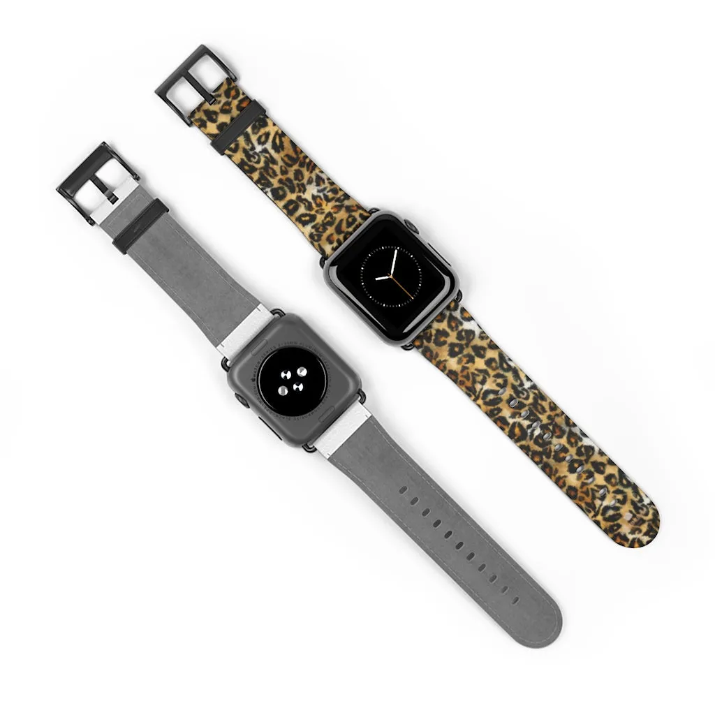 Brown Leopard Apple Watch Band, Animal Print 38mm/42mm For Apple Watch- Made in USA