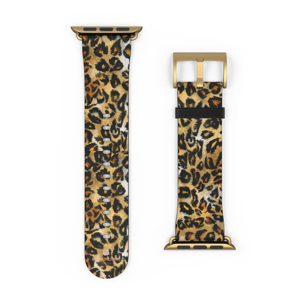 Brown Leopard Apple Watch Band, Animal Print 38mm/42mm For Apple Watch- Made in USA