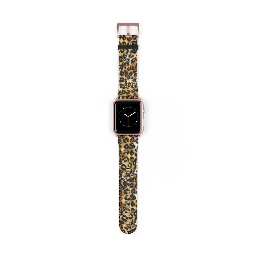 Brown Leopard Apple Watch Band, Animal Print 38mm/42mm For Apple Watch- Made in USA