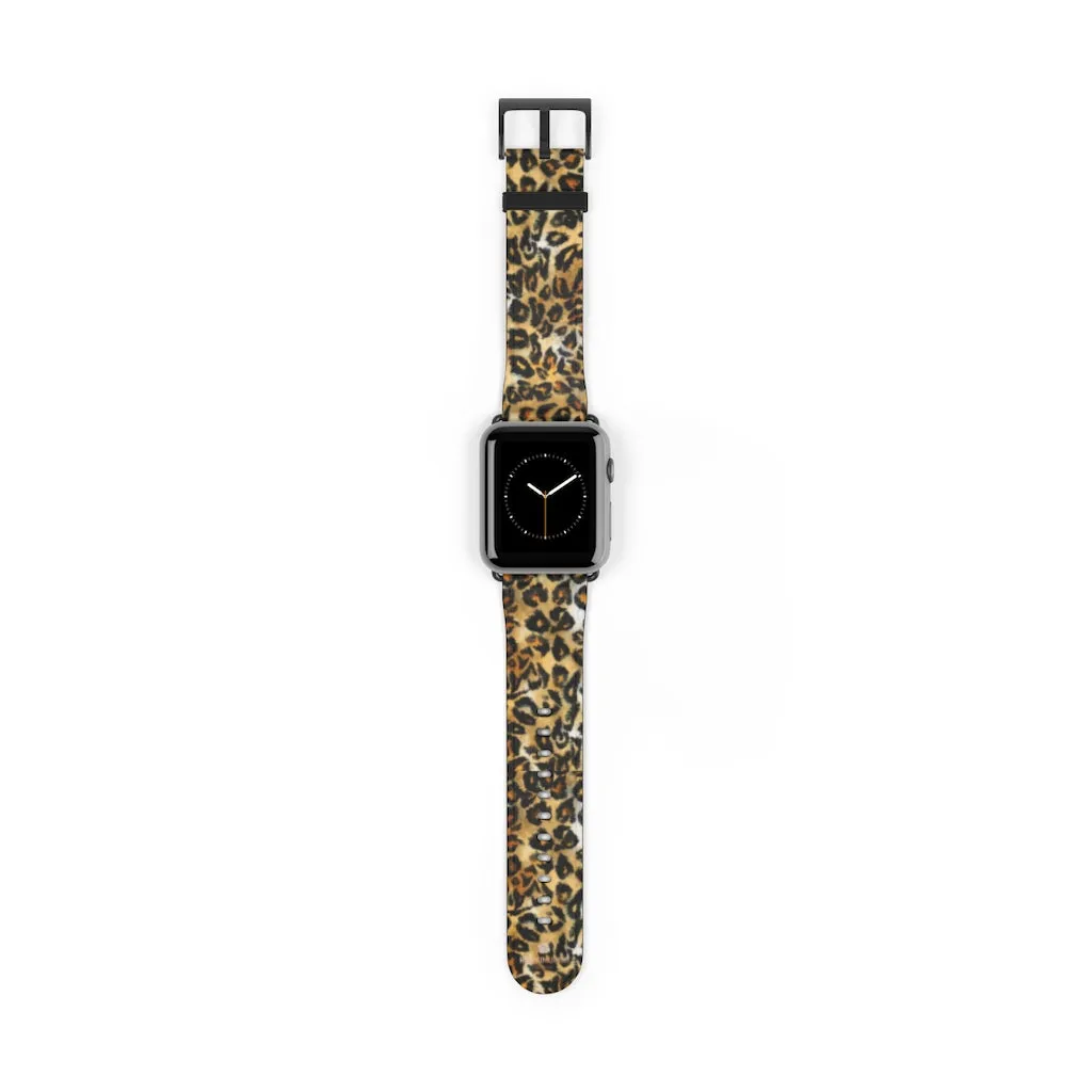 Brown Leopard Apple Watch Band, Animal Print 38mm/42mm For Apple Watch- Made in USA