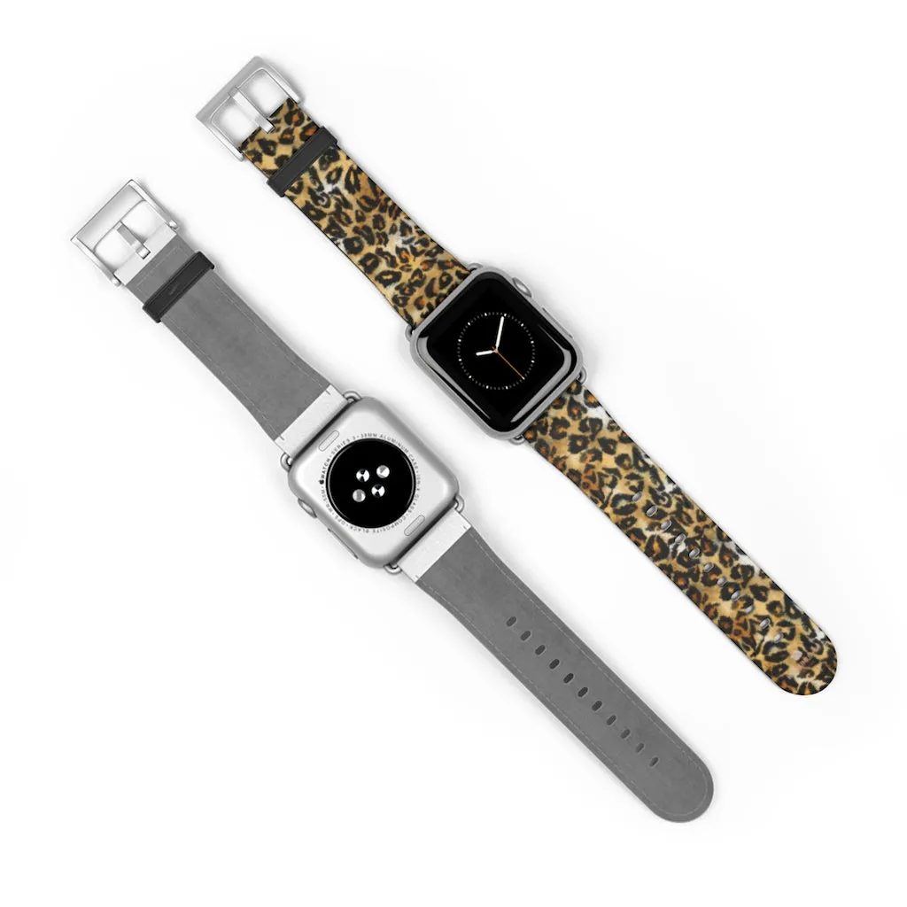 Brown Leopard Apple Watch Band, Animal Print 38mm/42mm For Apple Watch- Made in USA