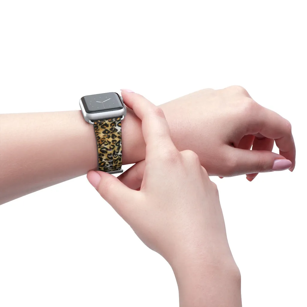 Brown Leopard Apple Watch Band, Animal Print 38mm/42mm For Apple Watch- Made in USA