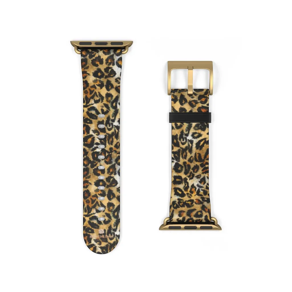 Brown Leopard Apple Watch Band, Animal Print 38mm/42mm For Apple Watch- Made in USA
