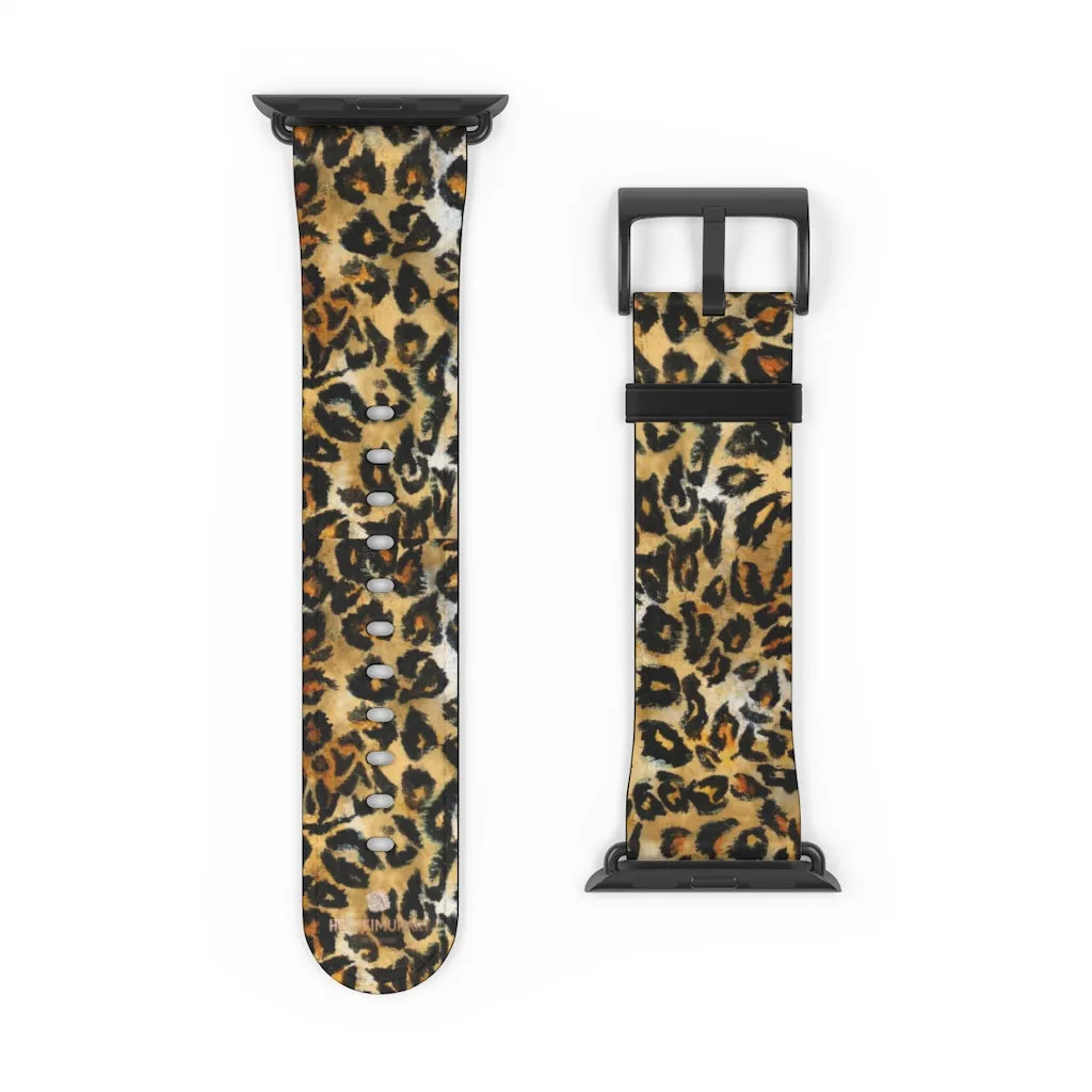 Brown Leopard Apple Watch Band, Animal Print 38mm/42mm For Apple Watch- Made in USA