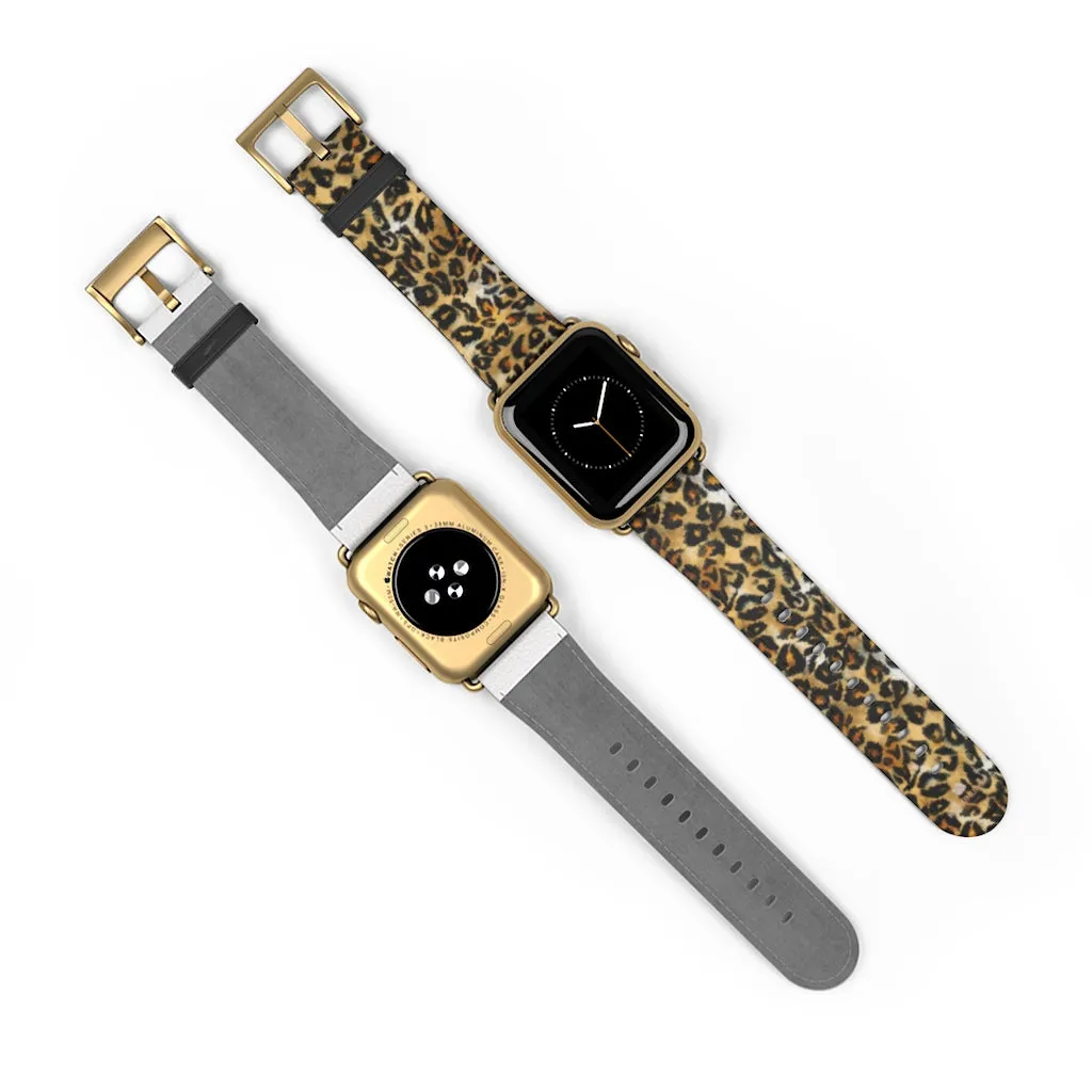Brown Leopard Apple Watch Band, Animal Print 38mm/42mm For Apple Watch- Made in USA