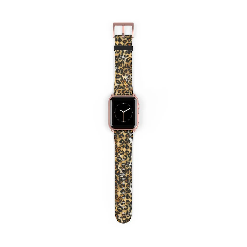 Brown Leopard Apple Watch Band, Animal Print 38mm/42mm For Apple Watch- Made in USA