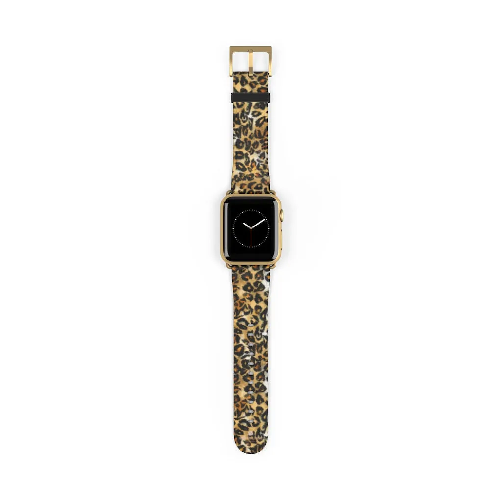 Brown Leopard Apple Watch Band, Animal Print 38mm/42mm For Apple Watch- Made in USA
