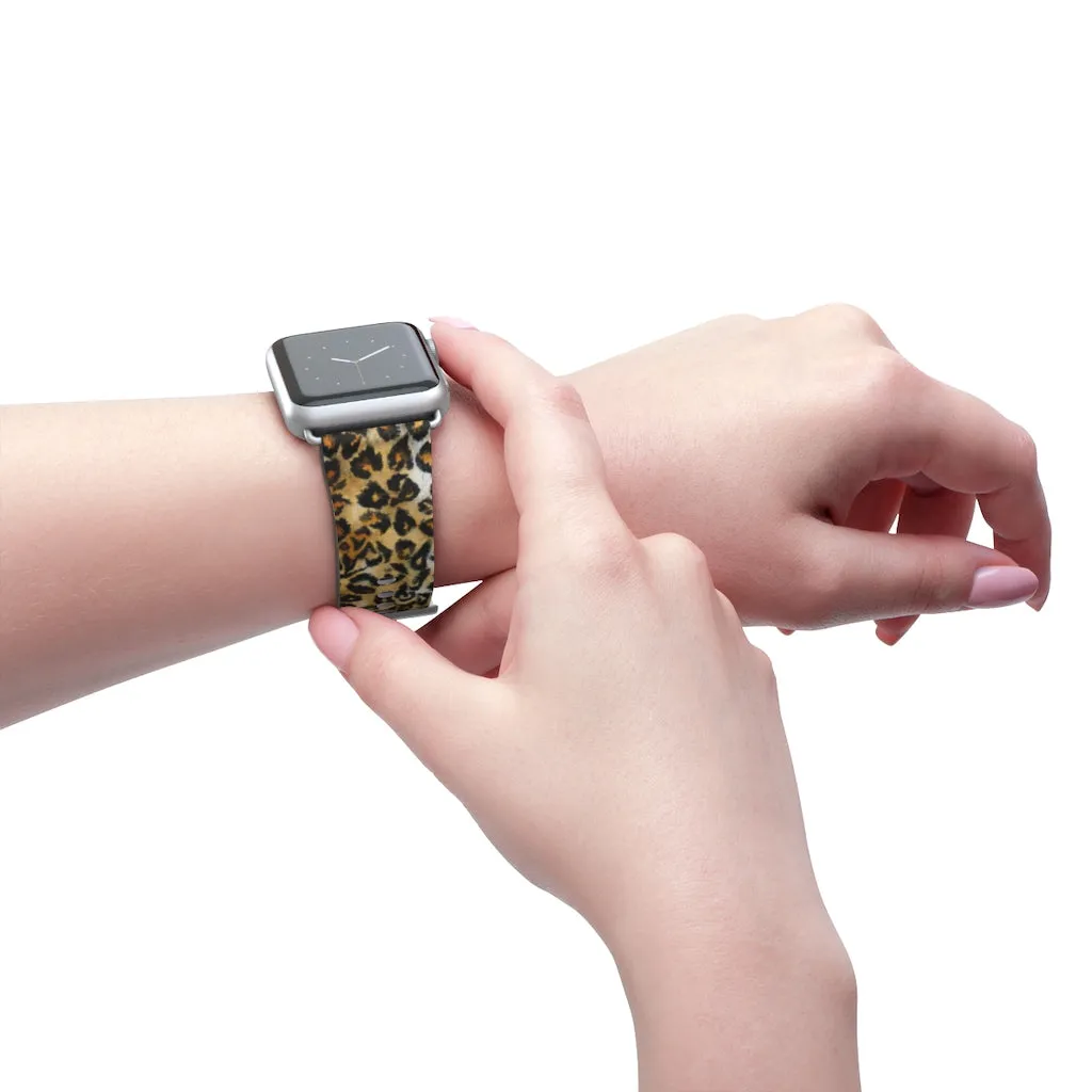 Brown Leopard Apple Watch Band, Animal Print 38mm/42mm For Apple Watch- Made in USA