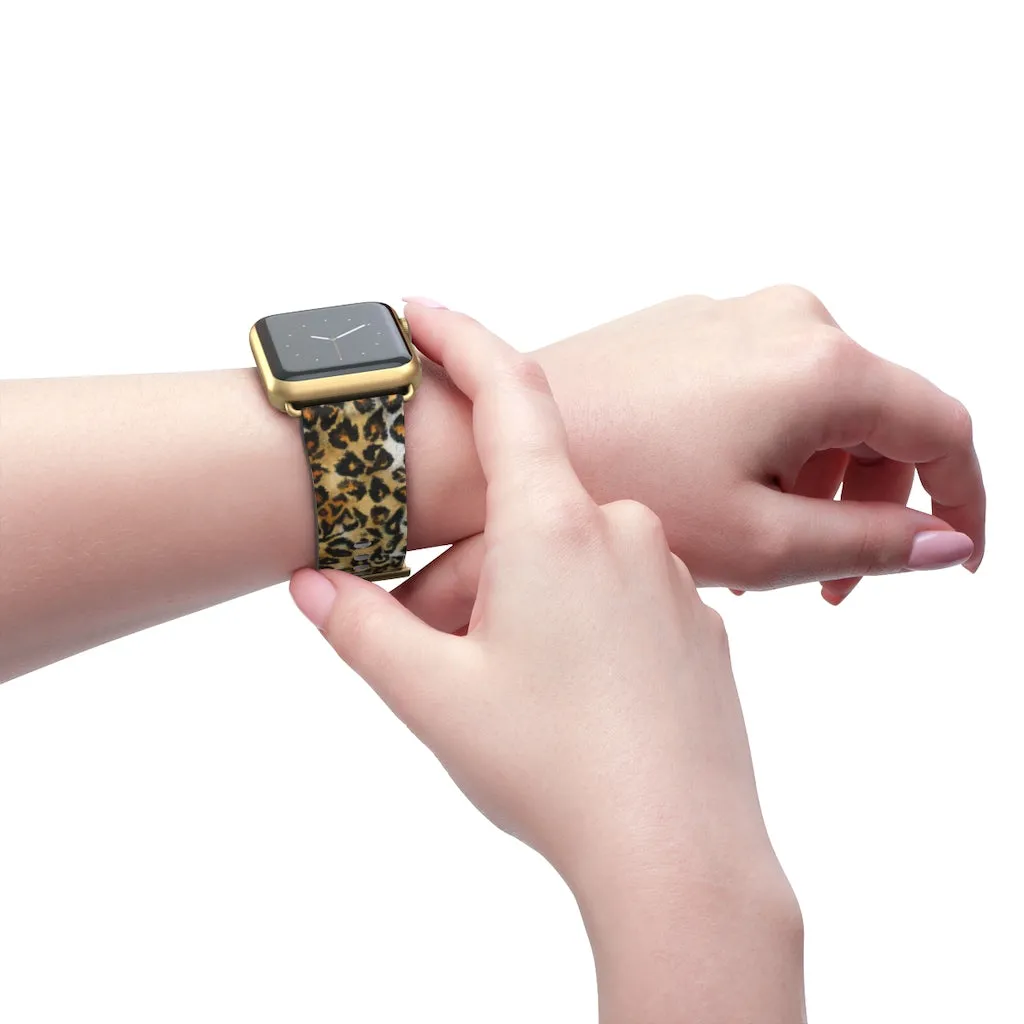Brown Leopard Apple Watch Band, Animal Print 38mm/42mm For Apple Watch- Made in USA