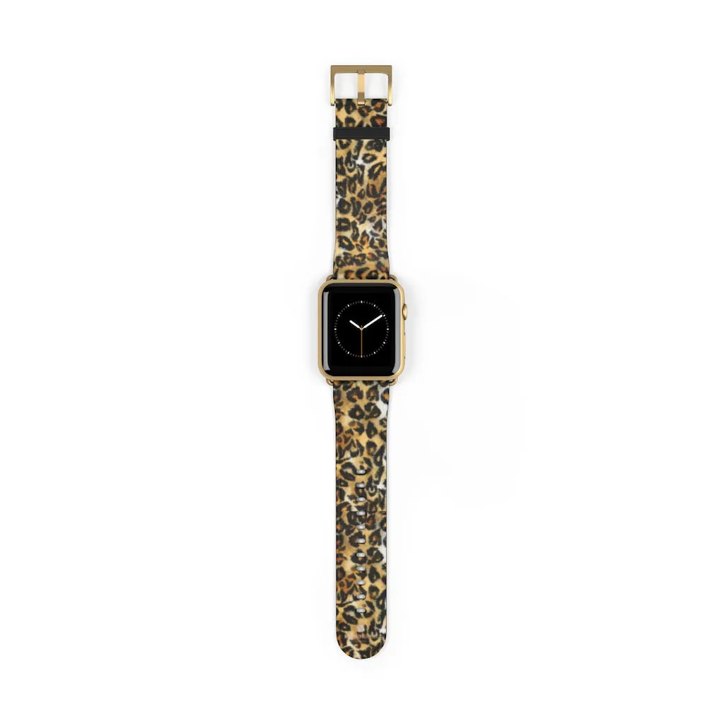 Brown Leopard Apple Watch Band, Animal Print 38mm/42mm For Apple Watch- Made in USA