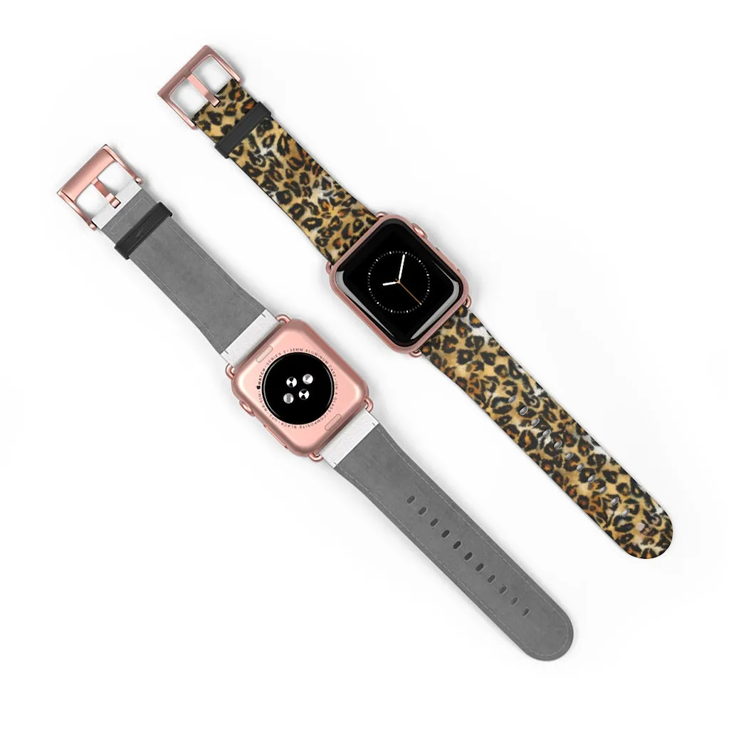 Brown Leopard Apple Watch Band, Animal Print 38mm/42mm For Apple Watch- Made in USA