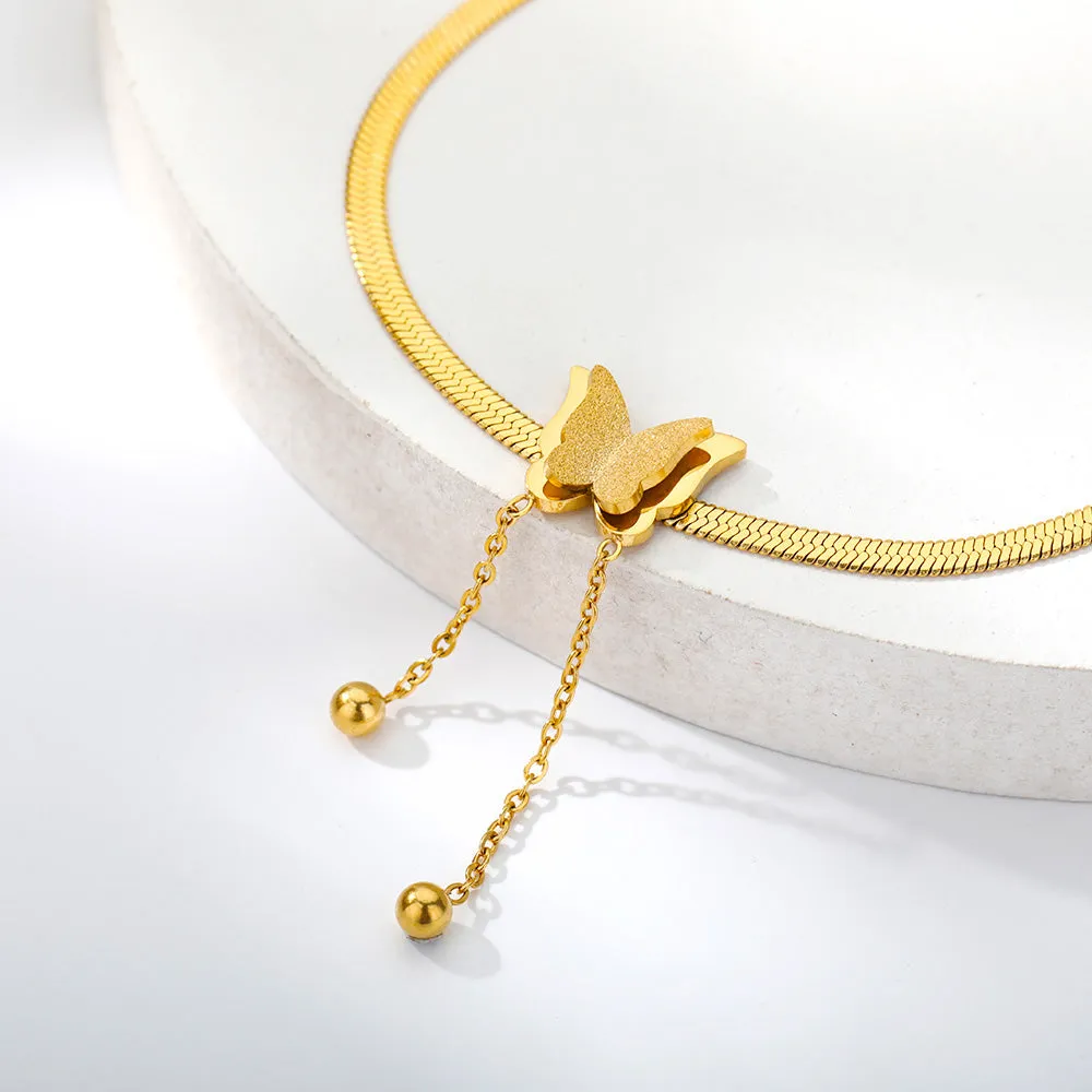 Butterfly Anklets For Women Stainless Steel Snake Chain