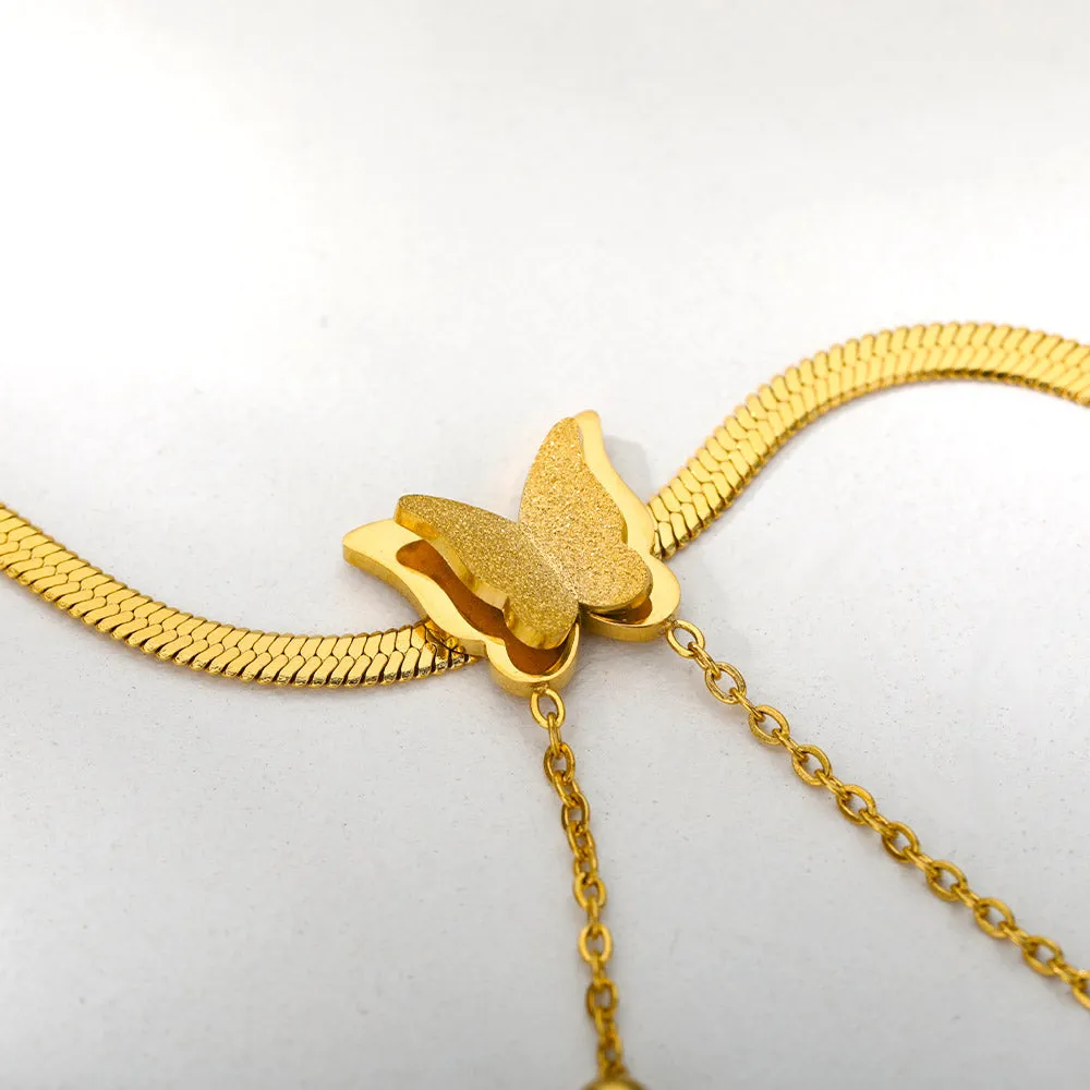 Butterfly Anklets For Women Stainless Steel Snake Chain