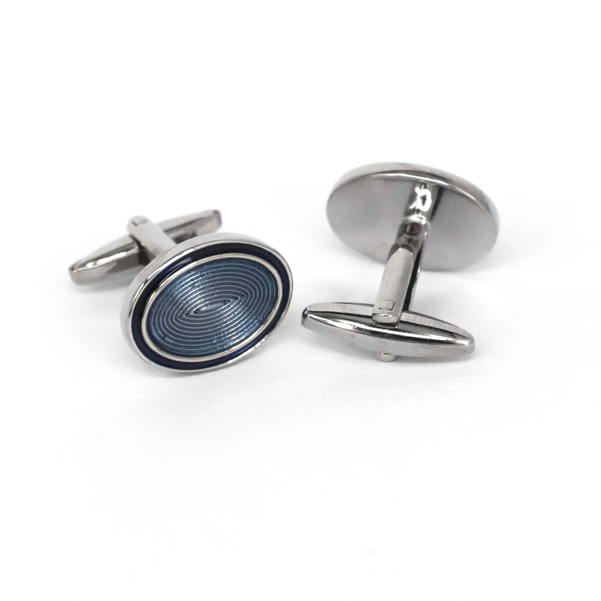 Classic Oval Enamel Blue Cufflinks