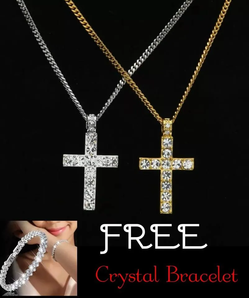 Cross Pendant Necklace Rhinestone