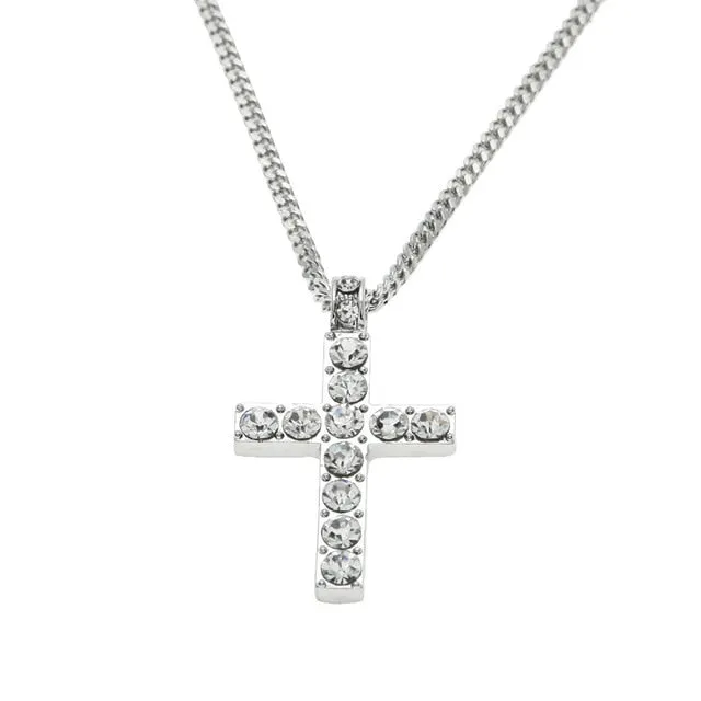 Cross Pendant Necklace Rhinestone