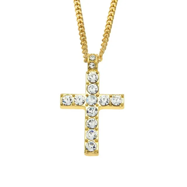 Cross Pendant Necklace Rhinestone