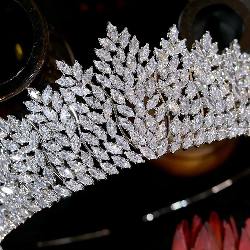 Cubic Zirconia Princess Royal High Tiara Wedding Crown