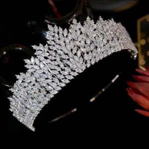 Cubic Zirconia Princess Royal High Tiara Wedding Crown