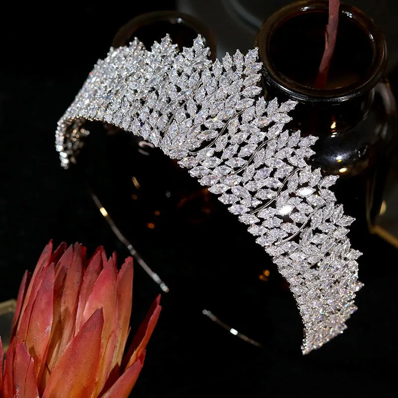 Cubic Zirconia Princess Royal High Tiara Wedding Crown