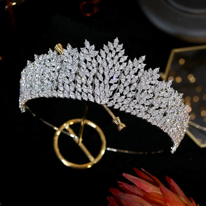 Cubic Zirconia Princess Royal High Tiara Wedding Crown