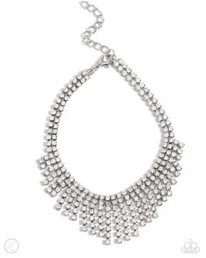 Curtain Confidence White Rhinestone Anklet - Paparazzi Accessories