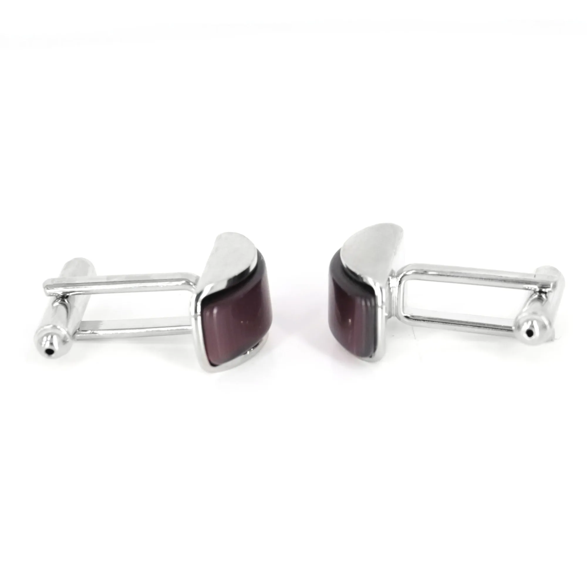 Dark Purple Spherical wedgefiber ( D-Shape) Fiber Optic Cufflinks (Online Exclusive)