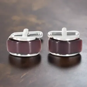 Dark Purple Spherical wedgefiber ( D-Shape) Fiber Optic Cufflinks (Online Exclusive)