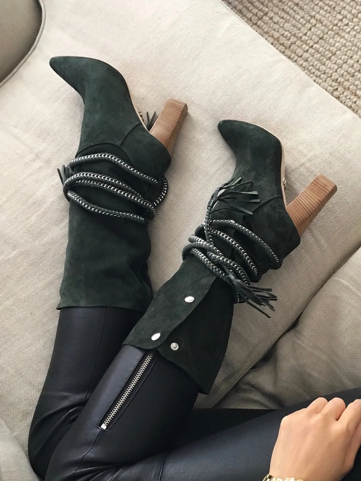 DIONNA DARK GREEN SUEDE BOOTS