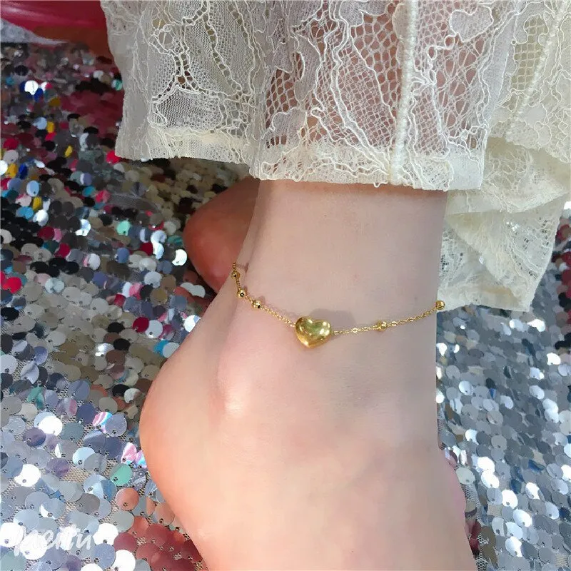 Double Layer Heart Beads Anklet for Women