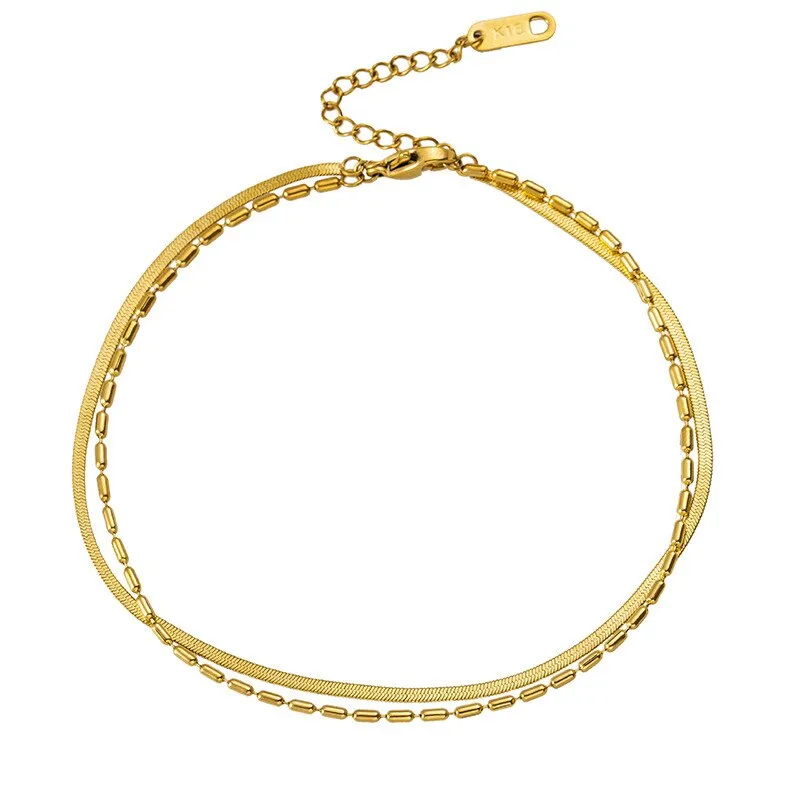 Double Layer Heart Beads Anklet for Women