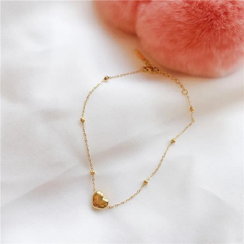 Double Layer Heart Beads Anklet for Women