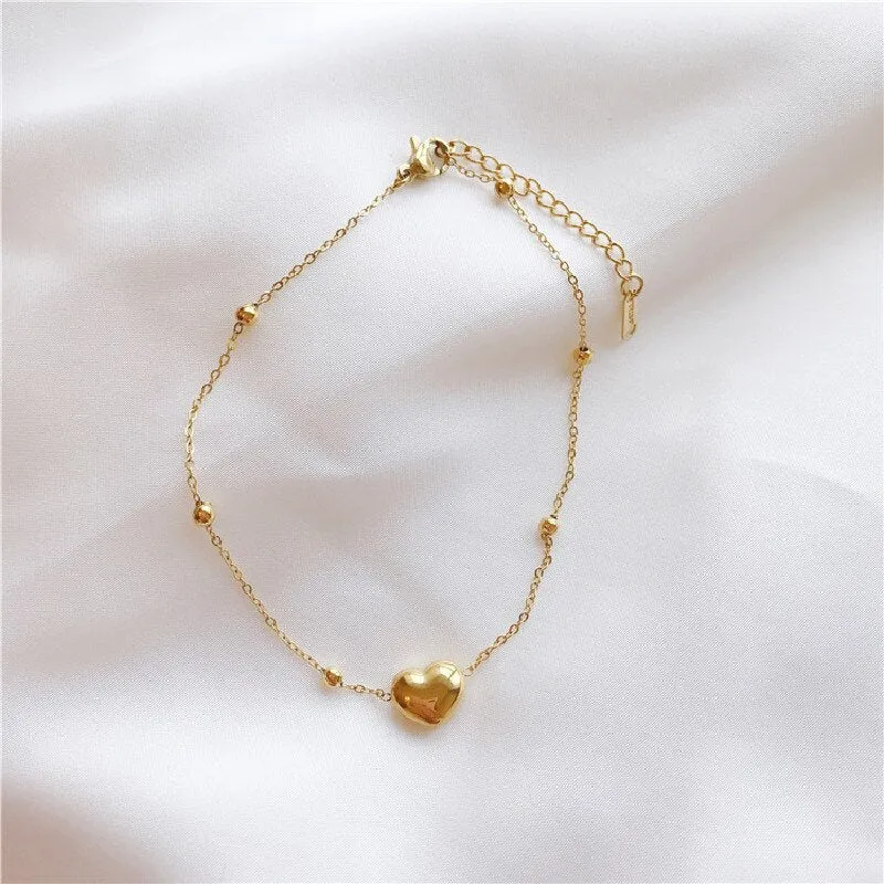Double Layer Heart Beads Anklet for Women
