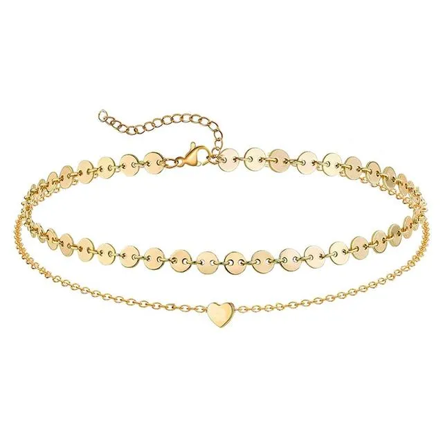 Double Layers Barefoot Sandals Heart Foot Bracelet Anklet