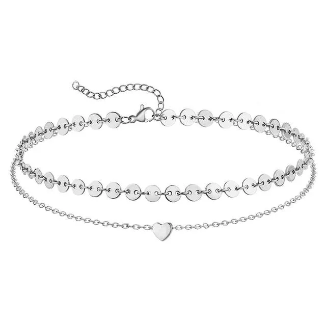 Double Layers Barefoot Sandals Heart Foot Bracelet Anklet