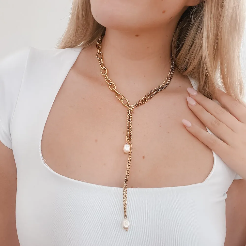 Dripped In Chains And Pearls Necklace - WATERPROOF