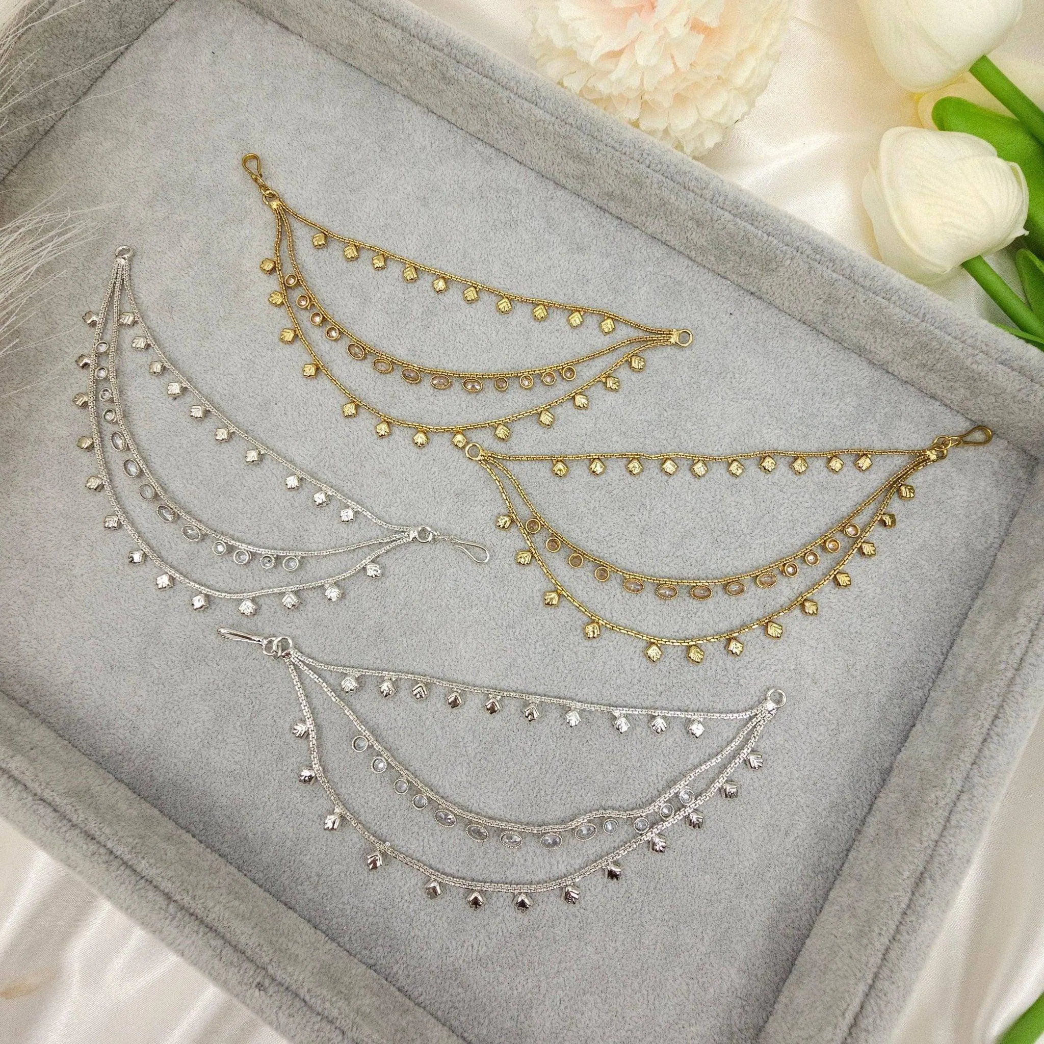Elegant Reverse Polki Earring Chains for Enhanced Style and Comfort
