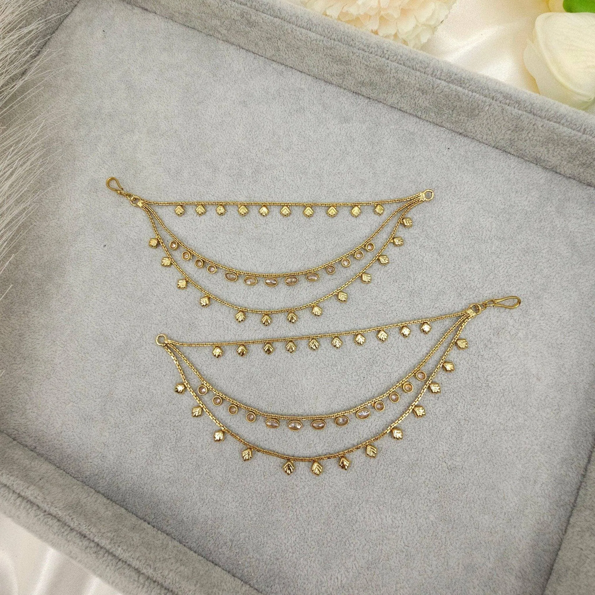 Elegant Reverse Polki Earring Chains for Enhanced Style and Comfort